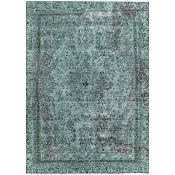 HomeRoots 9' x 12' Stunning Teal Blue & Turquoise Medallion Area Rug - Washable, Durable for Indoor/Outdoor Use 616080