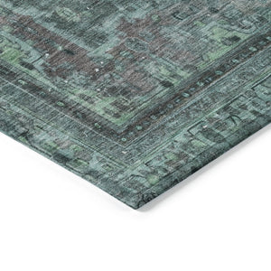 HomeRoots 9' x 12' Stunning Teal Blue & Turquoise Medallion Area Rug - Washable, Durable for Indoor/Outdoor Use 616080