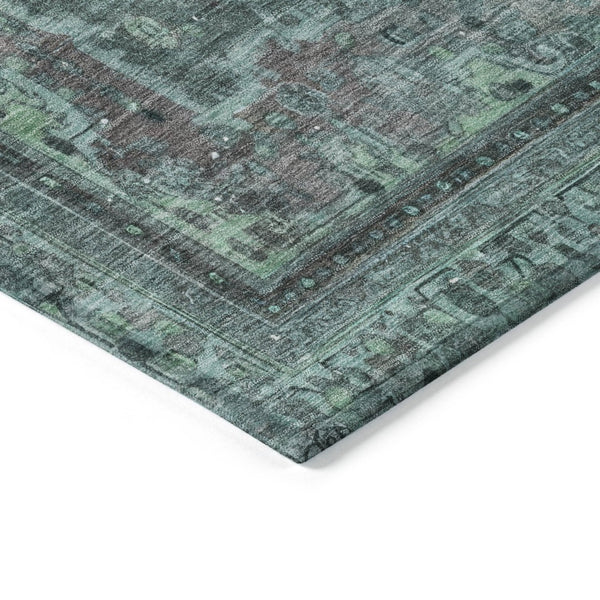 HomeRoots 9' x 12' Stunning Teal Blue & Turquoise Medallion Area Rug - Washable, Durable for Indoor/Outdoor Use 616080