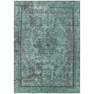 HomeRoots 9' x 12' Stunning Teal Blue & Turquoise Medallion Area Rug - Washable, Durable for Indoor/Outdoor Use 616080