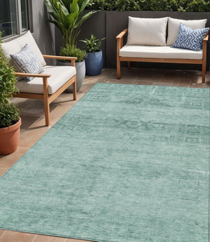 HomeRoots 5' Aqua and Teal Medallion Area Rug - Vibrant, Washable, Indoor-Outdoor Charm for Any Space 5' X 8' 616089