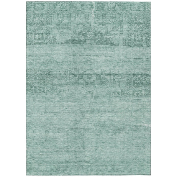 HomeRoots 5' Aqua and Teal Medallion Area Rug - Vibrant, Washable, Indoor-Outdoor Charm for Any Space 5' X 8' 616089