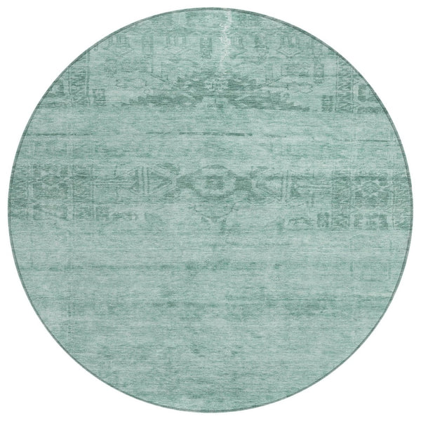 HomeRoots 5' Aqua and Teal Medallion Area Rug - Vibrant, Washable, Indoor-Outdoor Charm for Any Space 8' Round 616090