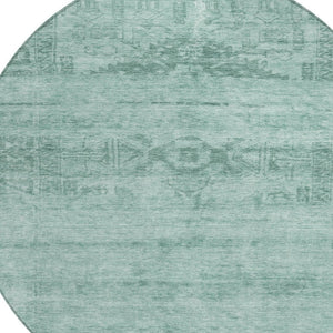 HomeRoots 5' Aqua and Teal Medallion Area Rug - Vibrant, Washable, Indoor-Outdoor Charm for Any Space 8' Round 616090