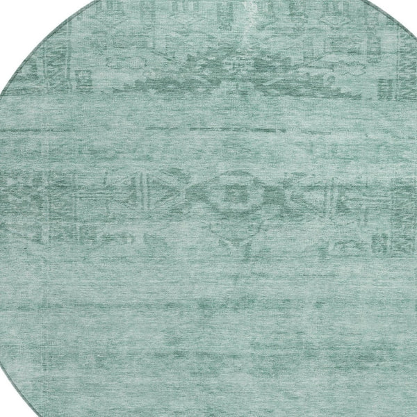 HomeRoots 5' Aqua and Teal Medallion Area Rug - Vibrant, Washable, Indoor-Outdoor Charm for Any Space 8' Round 616090