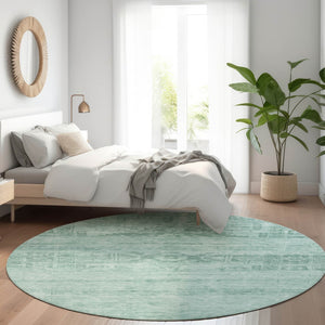 HomeRoots 5' Aqua and Teal Medallion Area Rug - Vibrant, Washable, Indoor-Outdoor Charm for Any Space 8' Round 616090