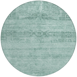 HomeRoots 5' Aqua and Teal Medallion Area Rug - Vibrant, Washable, Indoor-Outdoor Charm for Any Space 8' Round 616090