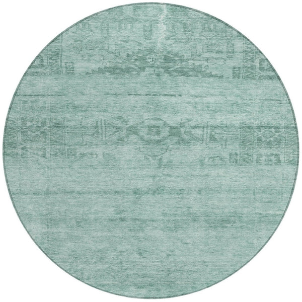 HomeRoots 5' Aqua and Teal Medallion Area Rug - Vibrant, Washable, Indoor-Outdoor Charm for Any Space 8' Round 616090