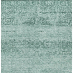 HomeRoots 5' Aqua and Teal Medallion Area Rug - Vibrant, Washable, Indoor-Outdoor Charm for Any Space 8' X 10' 616091