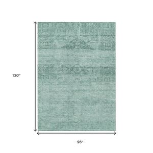 HomeRoots 5' Aqua and Teal Medallion Area Rug - Vibrant, Washable, Indoor-Outdoor Charm for Any Space 8' X 10' 616091