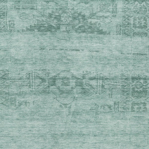 HomeRoots 5' Aqua and Teal Medallion Area Rug - Vibrant, Washable, Indoor-Outdoor Charm for Any Space 8' X 10' 616091
