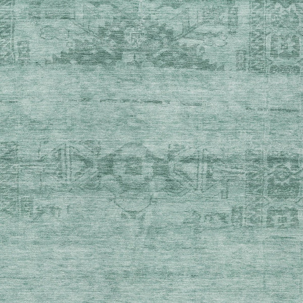 HomeRoots 5' Aqua and Teal Medallion Area Rug - Vibrant, Washable, Indoor-Outdoor Charm for Any Space 8' X 10' 616091