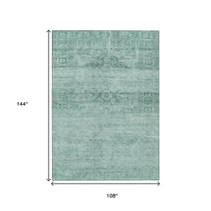 HomeRoots 5' Aqua and Teal Medallion Area Rug - Vibrant, Washable, Indoor-Outdoor Charm for Any Space 9' X 12' 616092