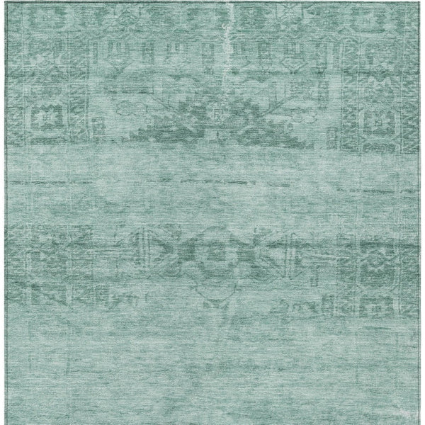 HomeRoots 5' Aqua and Teal Medallion Area Rug - Vibrant, Washable, Indoor-Outdoor Charm for Any Space 9' X 12' 616092