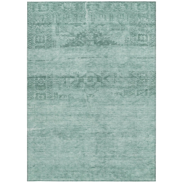 HomeRoots 5' Aqua and Teal Medallion Area Rug - Vibrant, Washable, Indoor-Outdoor Charm for Any Space 10' X 14' 616093