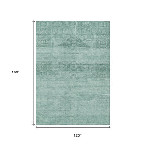 HomeRoots 5' Aqua and Teal Medallion Area Rug - Vibrant, Washable, Indoor-Outdoor Charm for Any Space 10' X 14' 616093