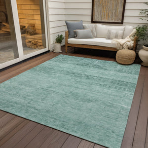 HomeRoots 5' Aqua and Teal Medallion Area Rug - Vibrant, Washable, Indoor-Outdoor Charm for Any Space 10' X 14' 616093
