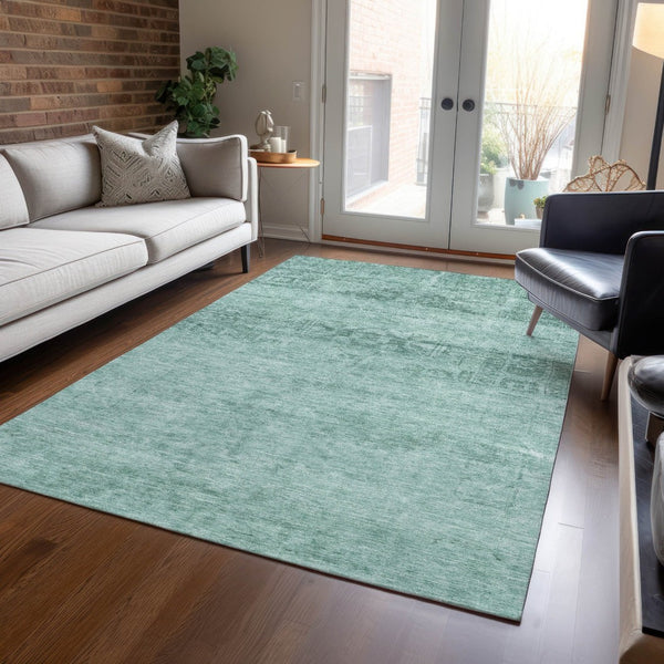 HomeRoots 5' Aqua and Teal Medallion Area Rug - Vibrant, Washable, Indoor-Outdoor Charm for Any Space 10' X 14' 616093