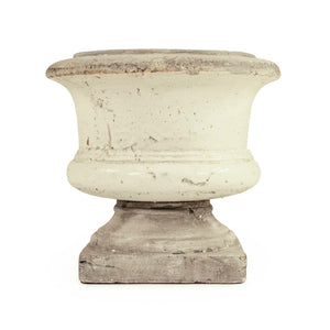 Zentique Distressed Ceramic Vase with Matte White and Grey Antiqued Finish – Rustic Sculptural Centerpiece W12 x H10.5 x D12 6160L A25A