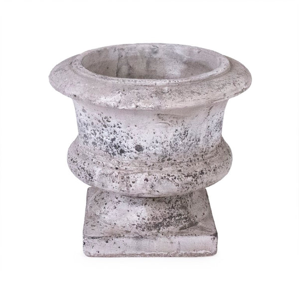 Zentique Distressed Grey Terracotta Vase with Weathered Matte Finish — Rustic Sculptural Accent for Shelves W12 x H10.5 x D12 6160L A344
