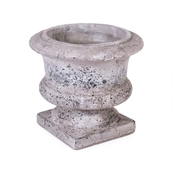 Zentique Distressed Grey Terracotta Vase with Weathered Matte Finish — Rustic Sculptural Accent for Shelves W12 x H10.5 x D12 6160L A344