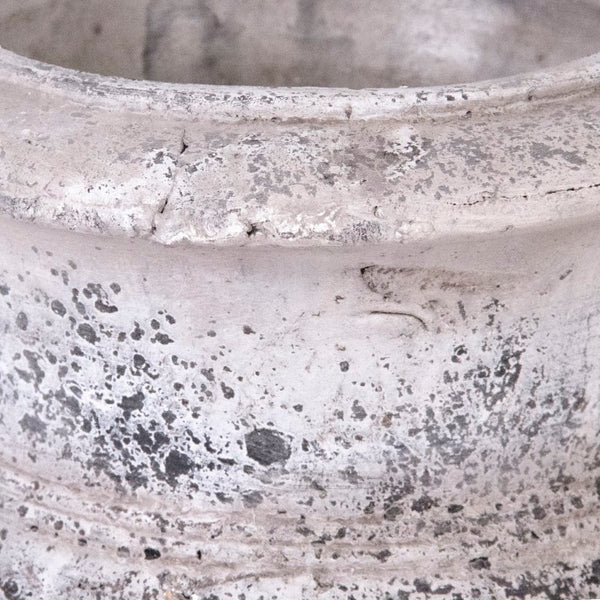 Zentique Distressed Grey Terracotta Vase with Weathered Matte Finish — Rustic Sculptural Accent for Shelves W12 x H10.5 x D12 6160L A344
