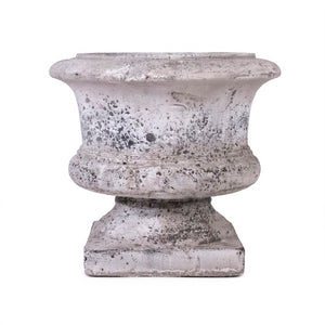 Zentique Distressed Grey Terracotta Vase with Weathered Matte Finish — Rustic Sculptural Accent for Shelves W12 x H10.5 x D12 6160L A344