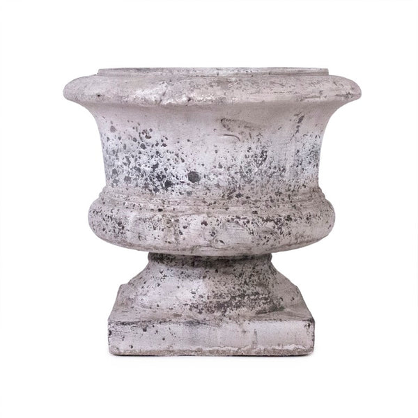 Zentique Distressed Grey Terracotta Vase with Weathered Matte Finish — Rustic Sculptural Accent for Shelves W12 x H10.5 x D12 6160L A344