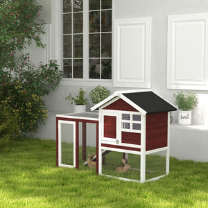 English Elm Pawhut Fir Wood Rabbit Hutch with Weatherproof Roof Floorless Run and Pull Out Tray W2225P229296
