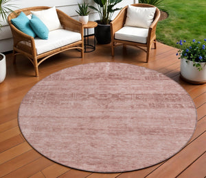 HomeRoots 5' Blush and Mauve Medallion Area Rug - Stylish, Washable Indoor/Outdoor Rug for Versatile Spaces 8' Round 616102