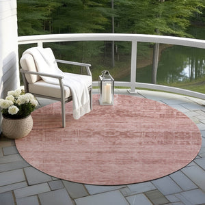 HomeRoots 5' Blush and Mauve Medallion Area Rug - Stylish, Washable Indoor/Outdoor Rug for Versatile Spaces 8' Round 616102