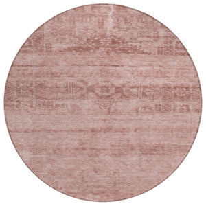 HomeRoots 5' Blush and Mauve Medallion Area Rug - Stylish, Washable Indoor/Outdoor Rug for Versatile Spaces 8' Round 616102