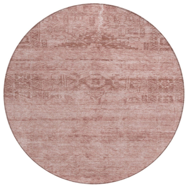 HomeRoots 5' Blush and Mauve Medallion Area Rug - Stylish, Washable Indoor/Outdoor Rug for Versatile Spaces 8' Round 616102