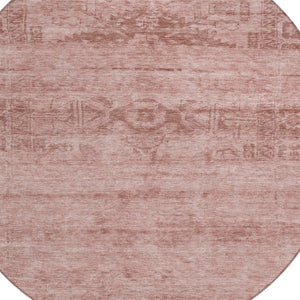 HomeRoots 5' Blush and Mauve Medallion Area Rug - Stylish, Washable Indoor/Outdoor Rug for Versatile Spaces 8' Round 616102