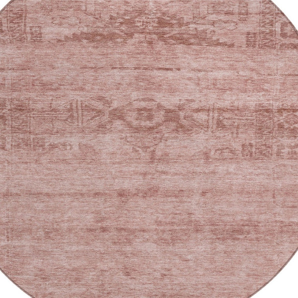 HomeRoots 5' Blush and Mauve Medallion Area Rug - Stylish, Washable Indoor/Outdoor Rug for Versatile Spaces 8' Round 616102
