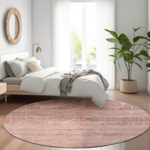 HomeRoots 5' Blush and Mauve Medallion Area Rug - Stylish, Washable Indoor/Outdoor Rug for Versatile Spaces 8' Round 616102