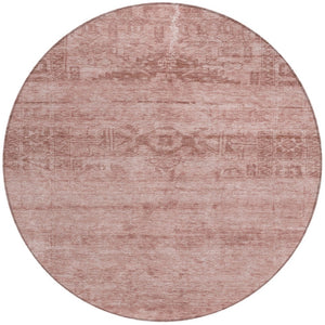 HomeRoots 5' Blush and Mauve Medallion Area Rug - Stylish, Washable Indoor/Outdoor Rug for Versatile Spaces 8' Round 616102
