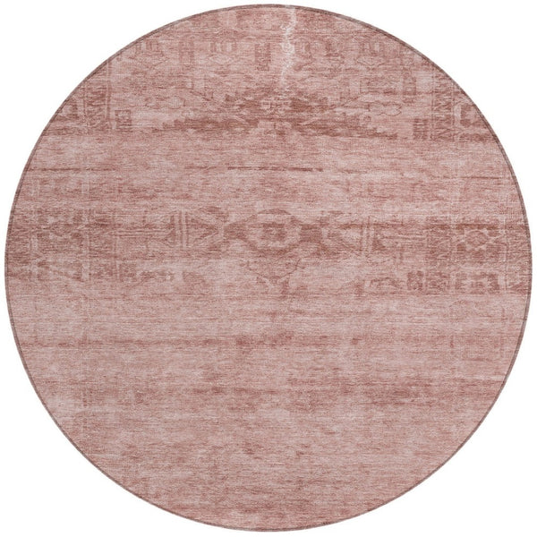 HomeRoots 5' Blush and Mauve Medallion Area Rug - Stylish, Washable Indoor/Outdoor Rug for Versatile Spaces 8' Round 616102