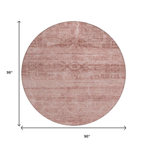 HomeRoots 5' Blush and Mauve Medallion Area Rug - Stylish, Washable Indoor/Outdoor Rug for Versatile Spaces 8' Round 616102