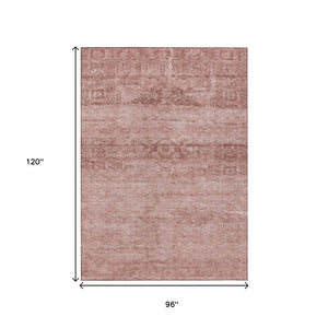 HomeRoots 5' Blush and Mauve Medallion Area Rug - Stylish, Washable Indoor/Outdoor Rug for Versatile Spaces 8' X 10' 616103