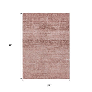 HomeRoots 5' Blush and Mauve Medallion Area Rug - Stylish, Washable Indoor/Outdoor Rug for Versatile Spaces 9' X 12' 616104