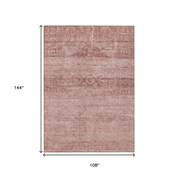 HomeRoots 5' Blush and Mauve Medallion Area Rug - Stylish, Washable Indoor/Outdoor Rug for Versatile Spaces 9' X 12' 616104