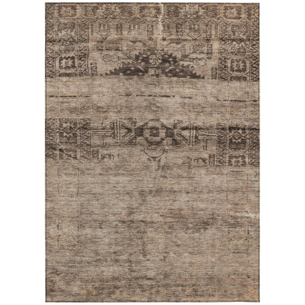 HomeRoots 5' Durable Brown and Taupe Medallion Area Rug – Washable, Versatile for Indoor and Outdoor Spaces 5' X 8' 616107