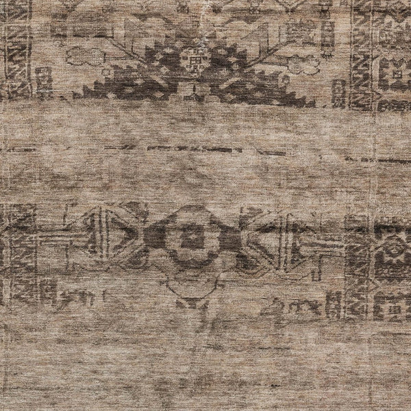 HomeRoots 5' Durable Brown and Taupe Medallion Area Rug – Washable, Versatile for Indoor and Outdoor Spaces 5' X 8' 616107