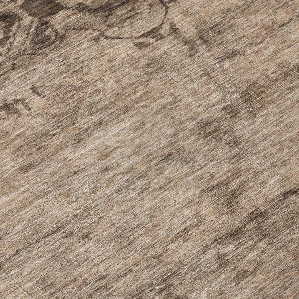HomeRoots 5' Durable Brown and Taupe Medallion Area Rug – Washable, Versatile for Indoor and Outdoor Spaces 8' Round 616108