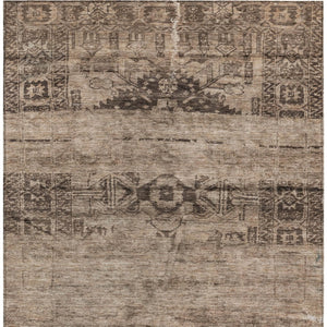 HomeRoots 5' Durable Brown and Taupe Medallion Area Rug – Washable, Versatile for Indoor and Outdoor Spaces 9' X 12' 616110