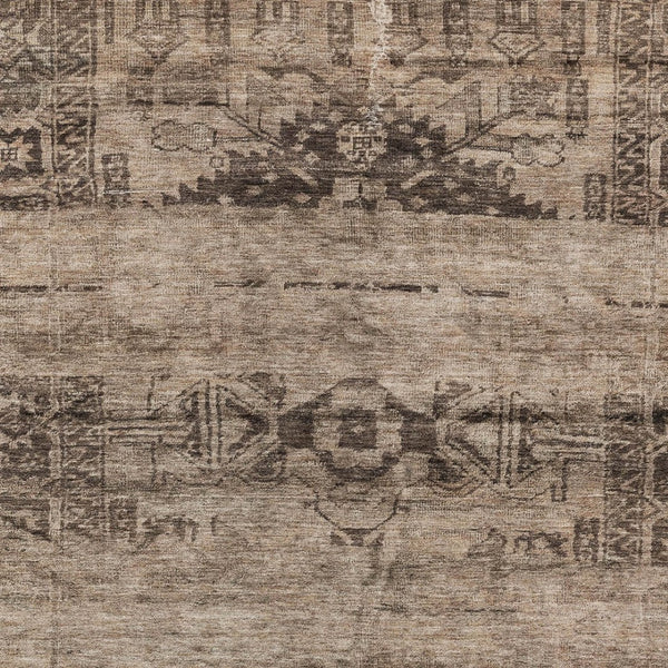 HomeRoots 5' Durable Brown and Taupe Medallion Area Rug – Washable, Versatile for Indoor and Outdoor Spaces 9' X 12' 616110