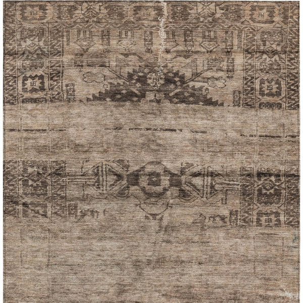 HomeRoots 5' Durable Brown and Taupe Medallion Area Rug – Washable, Versatile for Indoor and Outdoor Spaces 10' X 14' 616111