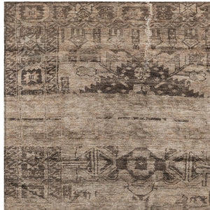HomeRoots 5' Durable Brown and Taupe Medallion Area Rug – Washable, Versatile for Indoor and Outdoor Spaces 10' X 14' 616111