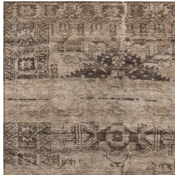 HomeRoots 5' Durable Brown and Taupe Medallion Area Rug – Washable, Versatile for Indoor and Outdoor Spaces 10' X 14' 616111